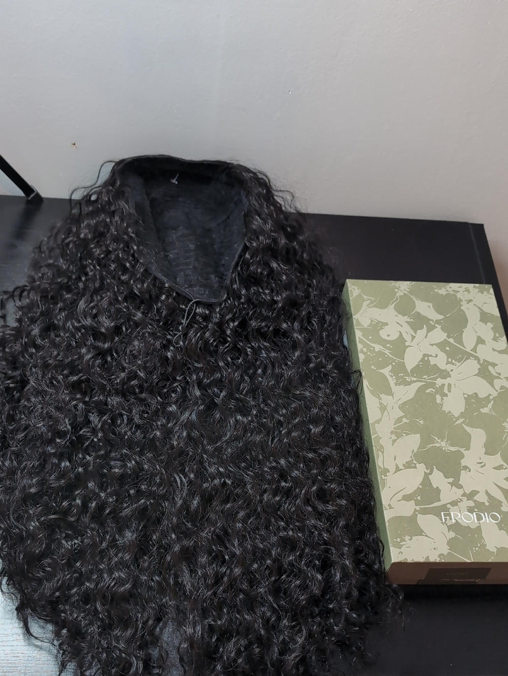 26-in Curly Half Wig Shaggy Wave Fiber Human Hair Blend 200% Density Natural